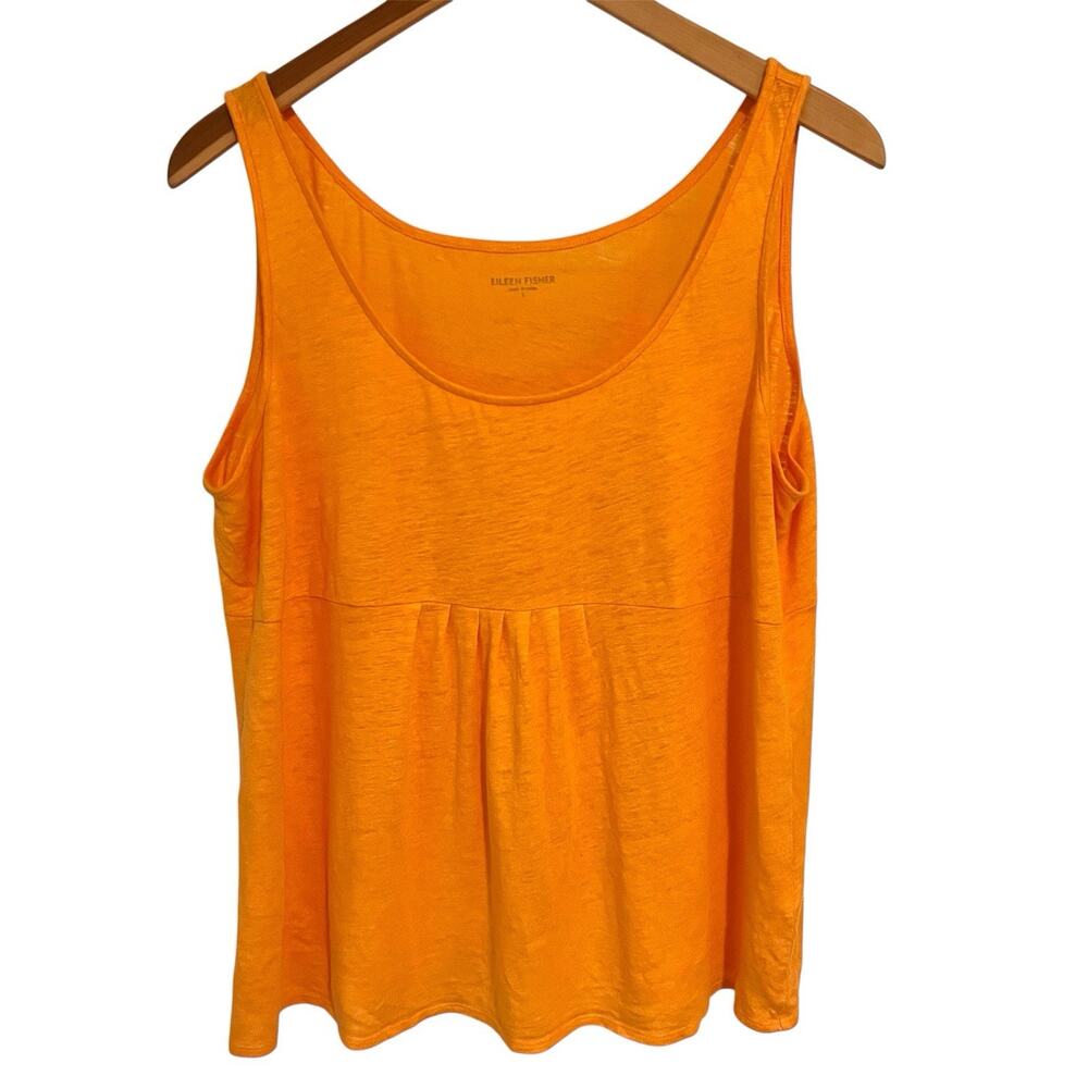 Eileen Fisher Orange Linen Sleeveless Top Women’s Large Relaxed Flowy Resort